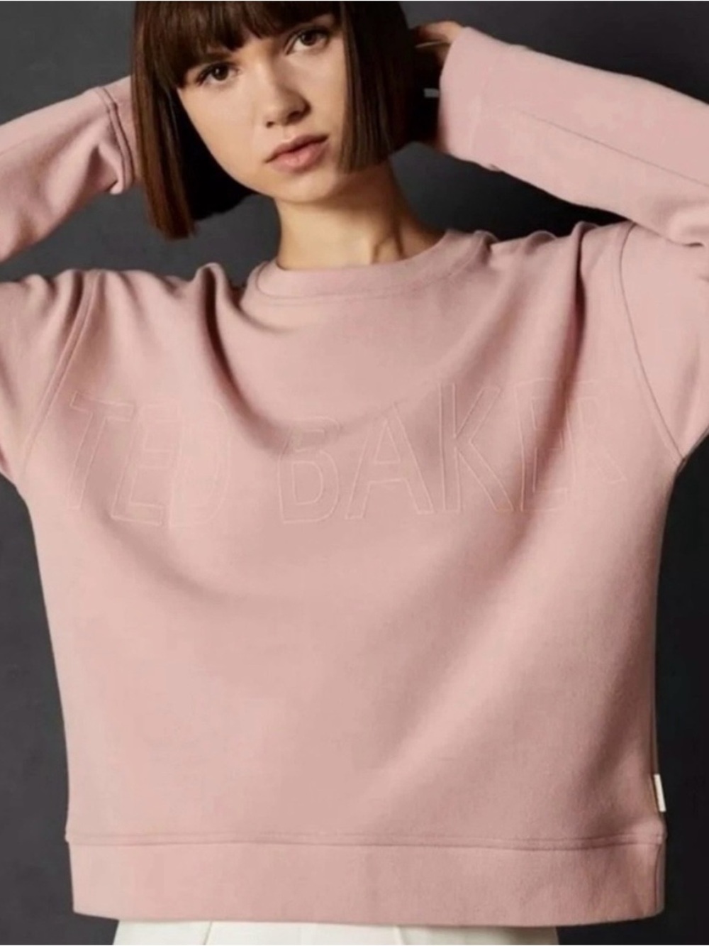 Ted Baker Light Pink Embossed Logo Crewneck Sweatshirt